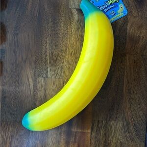 VIRAL LARGE Squishy Banana Toy - Yellow with Teal Tips